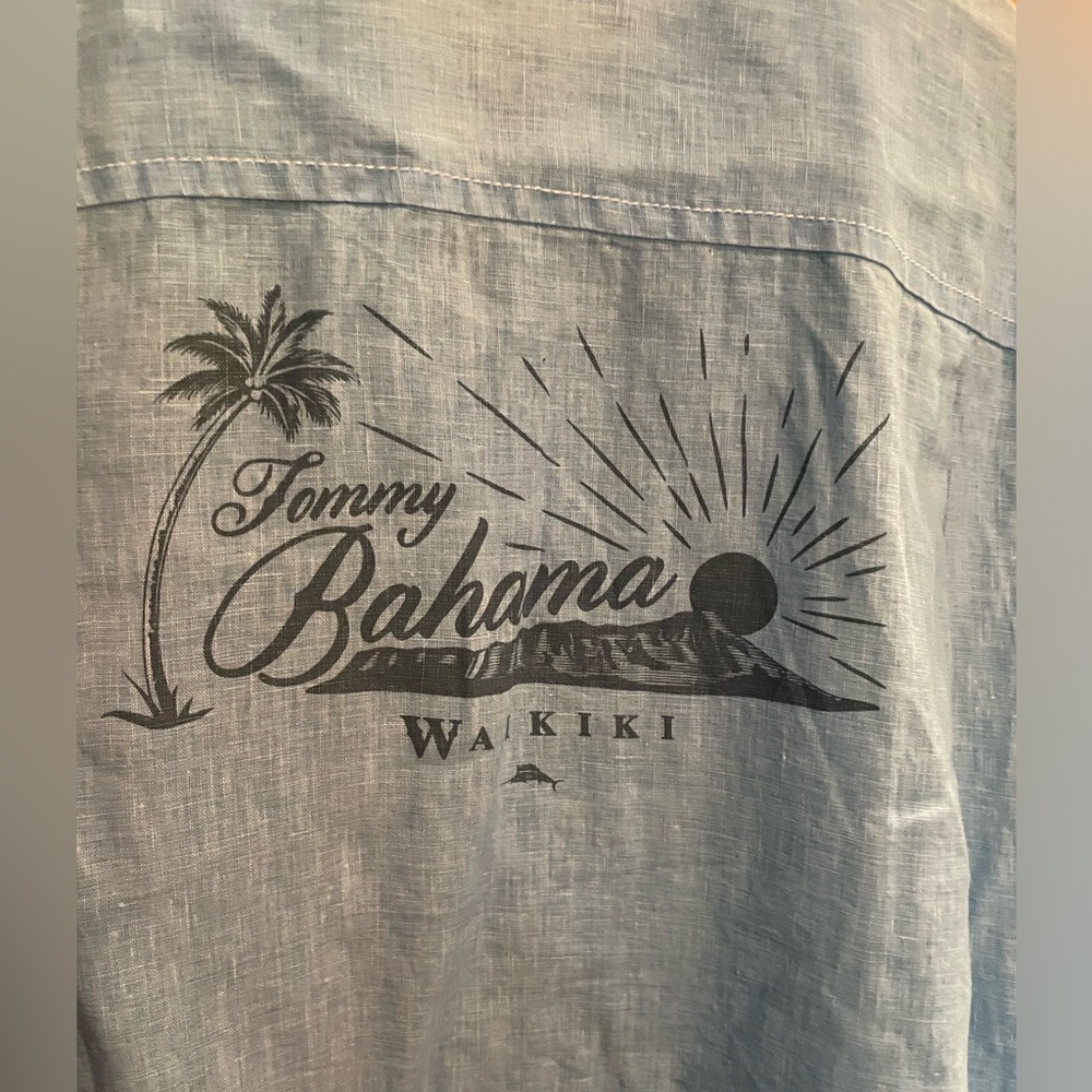 NEW! Tommy Bahama Linen Camp Shirt. XL New with Tags. Faded denim look.